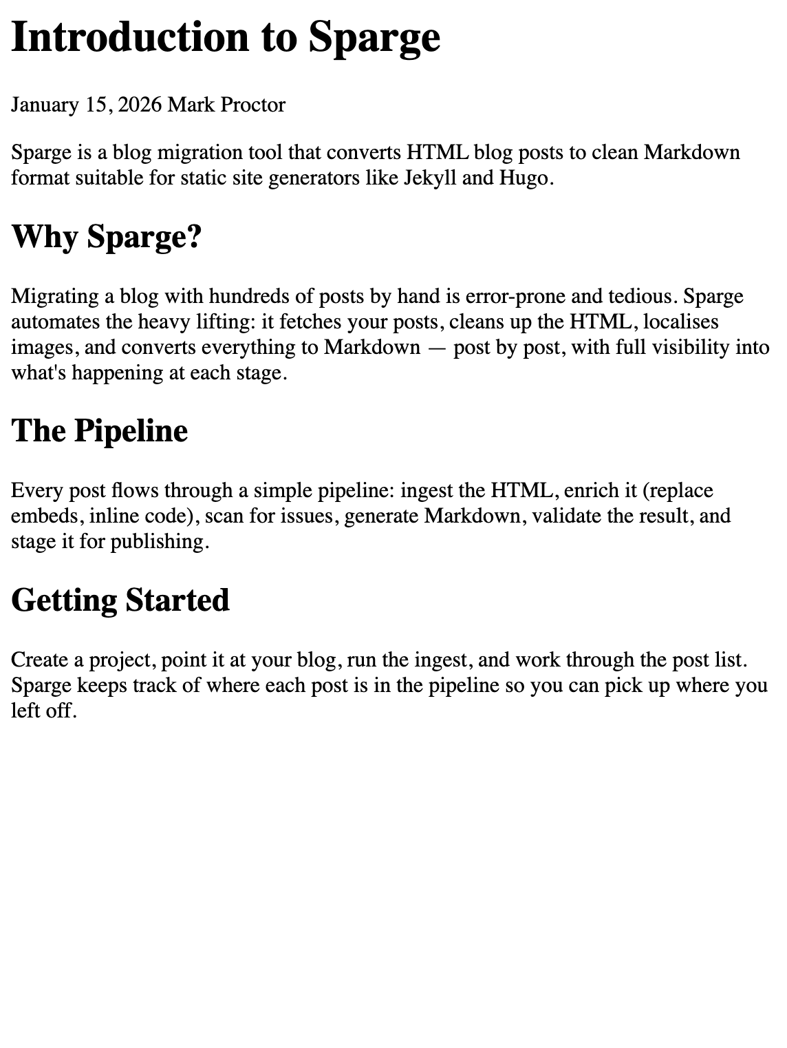 Sparge edit mode — CodeMirror HTML editor